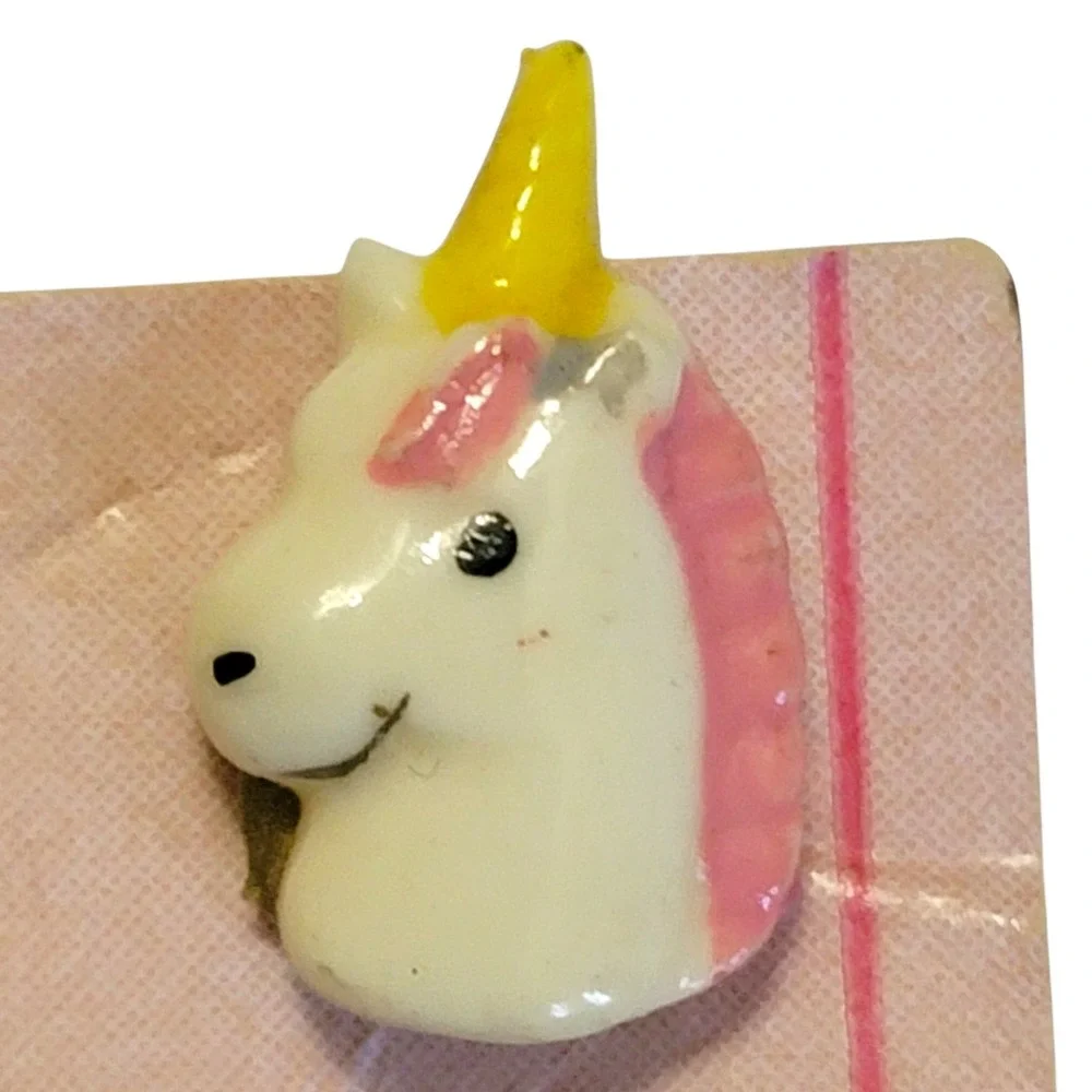 VTG 80s Unicorn Earrings Pin Set 2 Pairs Teddy Bear Girls Post Stud Jewelry Gift